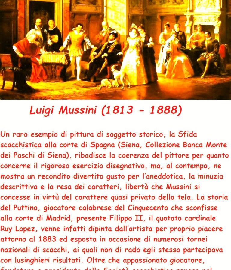 Luigi Mussini (1813 – 1888) pittore di una memorabile partita a scacchi alla presenza di Filippo II e don Giovanni d’Austria